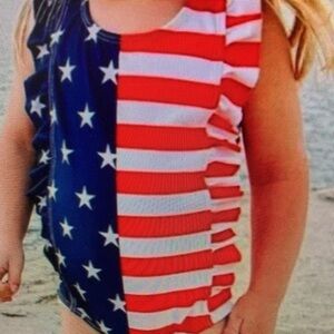 Patriotic Stars and Stripes Kids Swimsuit
